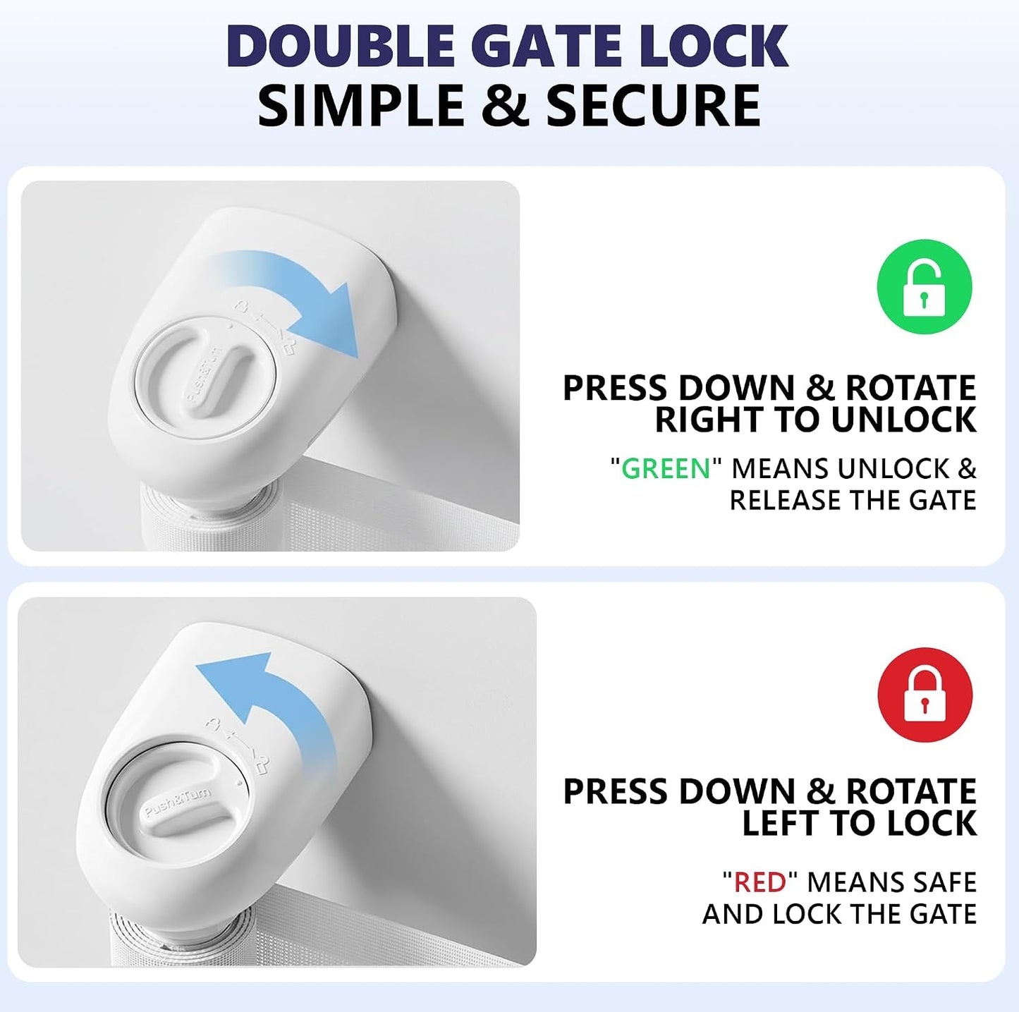 Retractable Baby Gates - 120 Inch - White Color - Use for stairs, gates - Stop pets