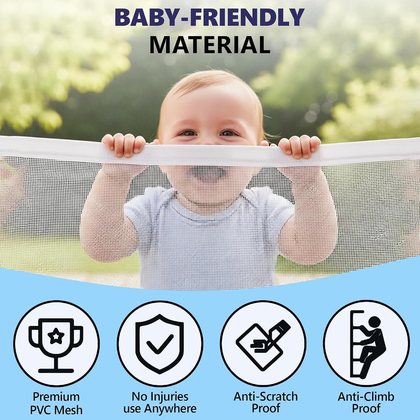 Retractable Baby Gates - 120 Inch - White Color - Use for stairs, gates - Stop pets