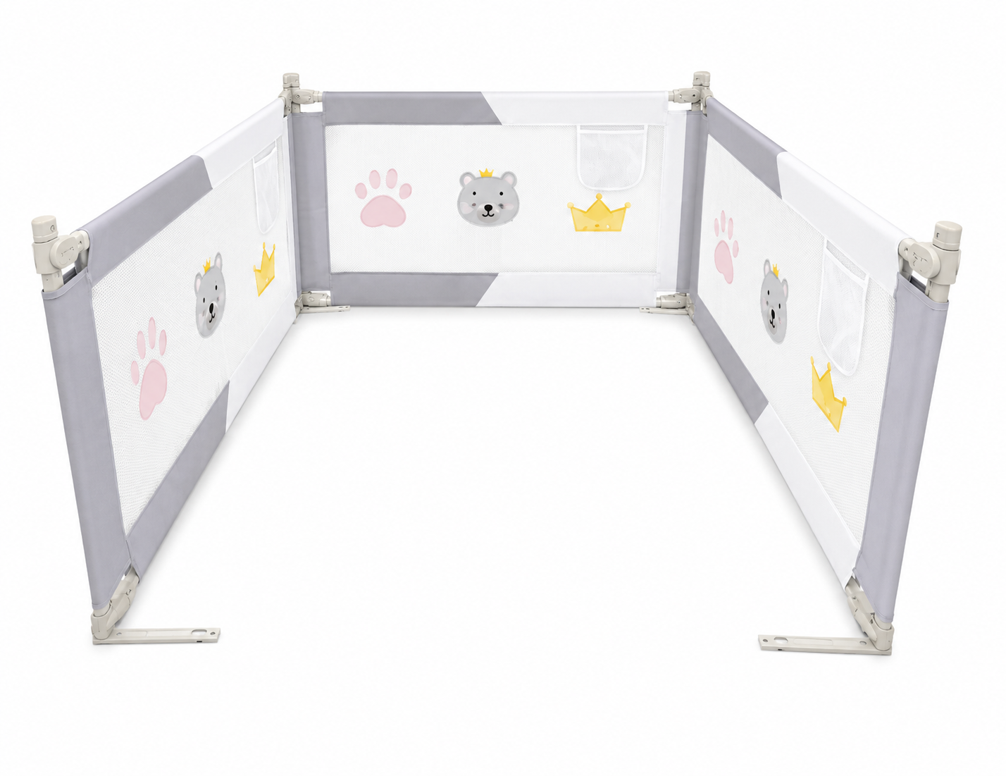 Bed Rail for Toddlers & Adults – Easy Install, Foldable Design, Durable Safety Guard for Beds - 78'' x 59'' - Grey/White