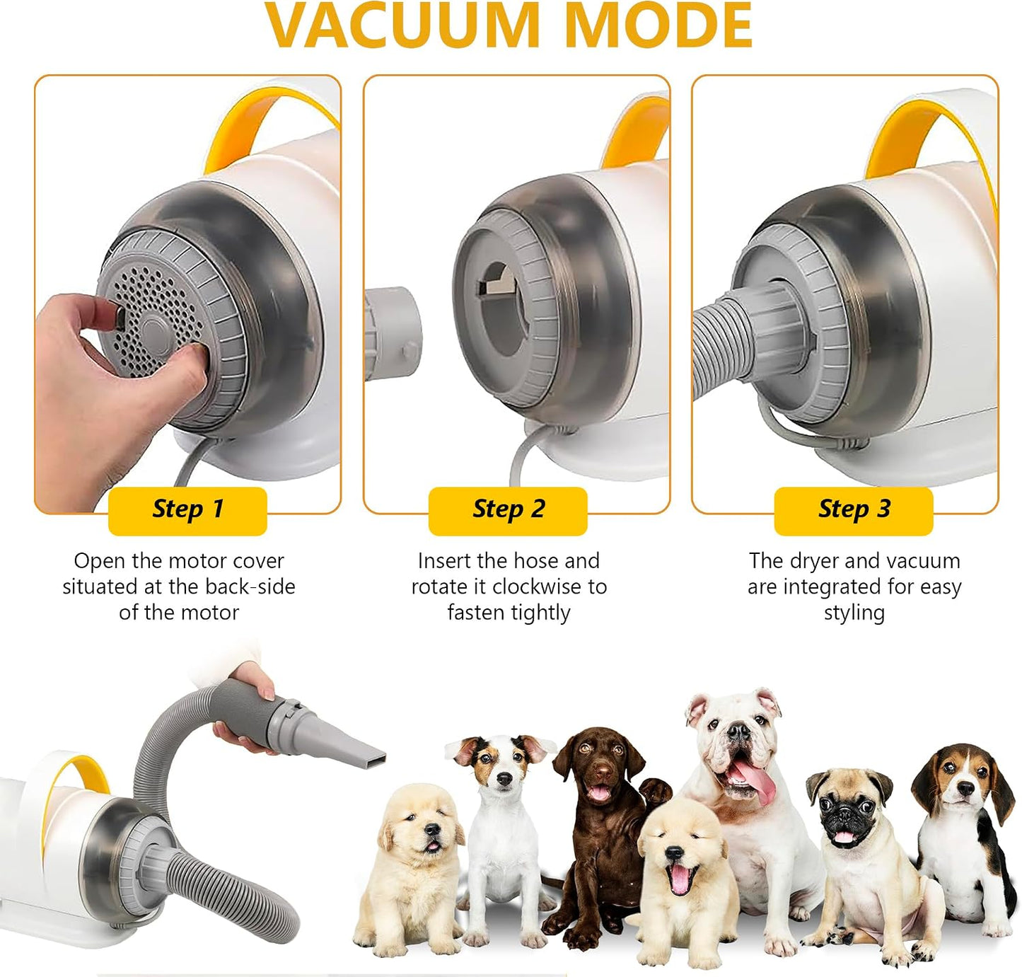Dog Dryer - 3800W/5.2HP - Dry your dog in 10 mins - White