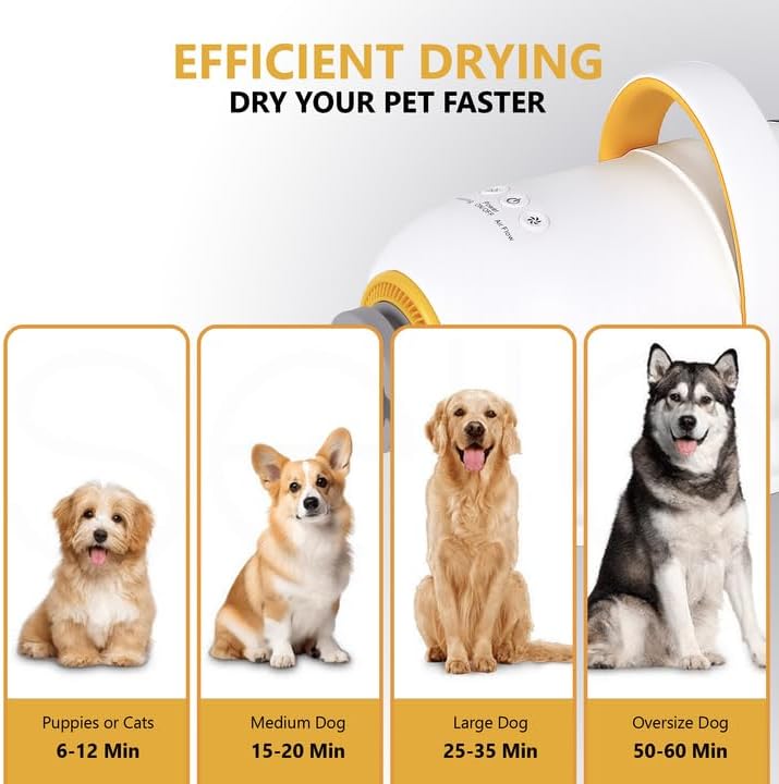 Dog Dryer - 3800W/5.2HP - Dry your dog in 10 mins - White